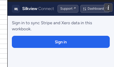 Silkview Connect task pane — Sign in screen
